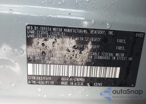 2022 Toyota Rav4 Hybrid Xle z USA, uszkodzony, nr VIN 4T3RWRFV5NU051932